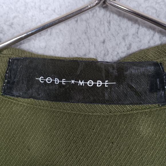 CodeXMode Romper Size Medium Olive Green Pull on Short Sleeve Button Up Pockets - Picture 6 of 12